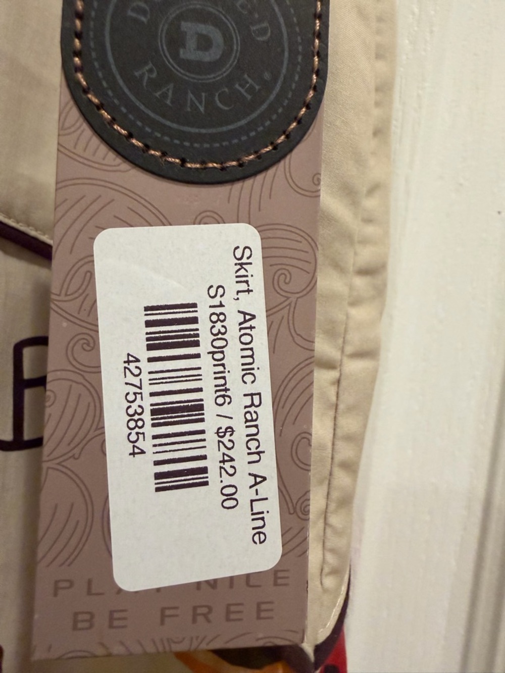 Double Beige Western Print Button-Front Skirt - Picture 3 of 5